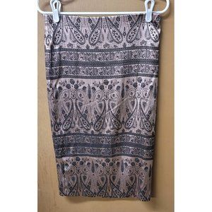 7th Ave Pink‎ and Black Print Satin Skirt